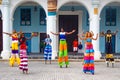 Street dancers on stilts in Old Havana