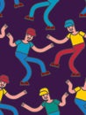 Street dancing seamless pattern. Guy dancing background