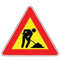 Street DANGER Sign. Road Information. Indication of the existence of works or obstacles on the road.