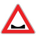 Street DANGER Sign. Road Information Symbol. Depression deformation in the pavement.