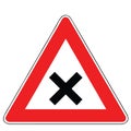 Street DANGER Sign. Road Information Symbol. Indication of the proximity of an intersection or junction.