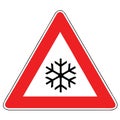 Street DANGER Sign. Road Information Symbol. Possibility of snow or ice.