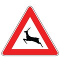 Street DANGER Sign. Road Information Symbol. Wild animals