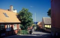 Street in Danish town Svaneke, Bornholm in Denmark