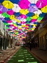 Street decorated with colored umbrellas, Agueda, Portugal