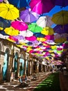 Street decorated with colored umbrellas, Agueda, Portugal Royalty Free Stock Photo