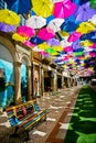 Street decorated with colored umbrellas, Agueda, Portugal Royalty Free Stock Photo