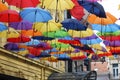 Street decorated with colored umbrellas Royalty Free Stock Photo