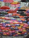 Street decorated with colored umbrellas Royalty Free Stock Photo