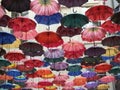 Street decorated with colored umbrellas Royalty Free Stock Photo