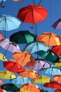 Street decorated with colored umbrellas.Madrid,Getafe, Spain