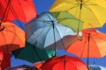 Street decorated with colored umbrellas.Madrid,Getafe, Spain