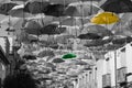 Street decorated with colored umbrellas.Madrid,Spa