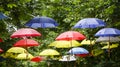 Street decorated with colored umbrellas Royalty Free Stock Photo