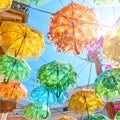 Street with colorful umbrellas