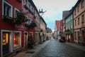 Street decorated for New Year and Christmas Market in Rothenburg ob der Tauber, Bavaria, Germany December 22, 2022.