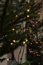 street decoration for christmas and new year, christmas tree with lights, macro, blurred background, selective focus Royalty Free Stock Photo