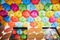 Street decoration of many colorful umbrellas