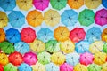 Street decoration of many colorful umbrellas
