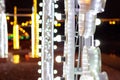 Street decorations Christmas light bulbs white bokeh Royalty Free Stock Photo