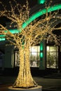 Street decorations, Shiny Golden ornamental tree in led lights