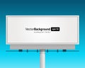 Street digital billboard vector template background. White metal placard on thick tube stand for video promotion and