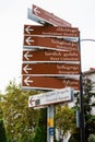 street direction sign to landmarks in old Tbilisi