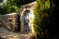 Street and door of Can Yucel\'s house in Old Datca, a Turkish writer, poet and translator, Datca Mugla Turkey, June 29 2023