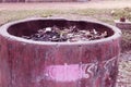 Street Dustbin Beside on Road for Public Uses.Trash cans dust bins on the pavement of the public park.Trash and disposal of unused