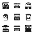 Street eating icons set, simple style