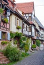 Street of Eguisheim with half-timbered houses, France, Alsace Royalty Free Stock Photo