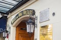 Street entrance of the Hotel du Quai Voltaire, Paris, France