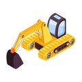 Street Excavator Isometric Composition