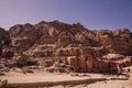 Street of facades in ancient Petra, archeological park in Jordan.