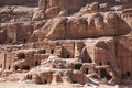 Street of facades in ancient Petra, archeological park in Jordan