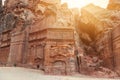 Street of Facades, riddling the walls of the Outer Siq. Ancient Royalty Free Stock Photo