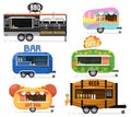 Street fast food truck set in flat style Royalty Free Stock Photo