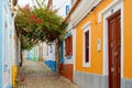 Street of Ferragudo fisherman village, Algarve Portugal Royalty Free Stock Photo