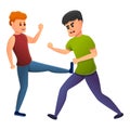 Street fight icon, cartoon style