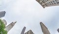 Street fisheye view of New York Midtown skyscrapers