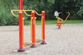 Street fitness equipment in the park for outdoor workouts.