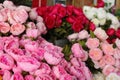 Street florist in South France, colorful fresh flowers in the main street of Cannes.