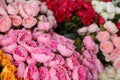 Street florist in South France, colorful fresh flowers in the main street of Cannes.