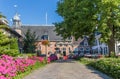 Street with flowers leading to the castle of Coevorden Royalty Free Stock Photo