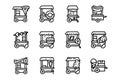 Street food carts line vector doodle simple icon set Royalty Free Stock Photo