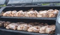 Street food. chickens with spices are ready for Smoking or baking Royalty Free Stock Photo