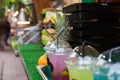 Street food. Colorful cold drinks Royalty Free Stock Photo