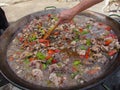 Street food on the crowded streets in Madrid Royalty Free Stock Photo