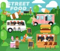 Street food festival poster in flat style Royalty Free Stock Photo