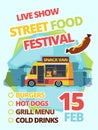 Street food festival poster flat vector illustration Royalty Free Stock Photo